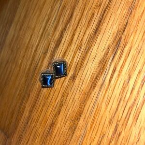 Navy square earrings